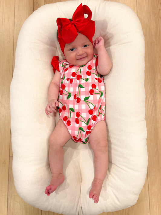 CHERRY CUTE FLUTTER BUBBLE ROMPER