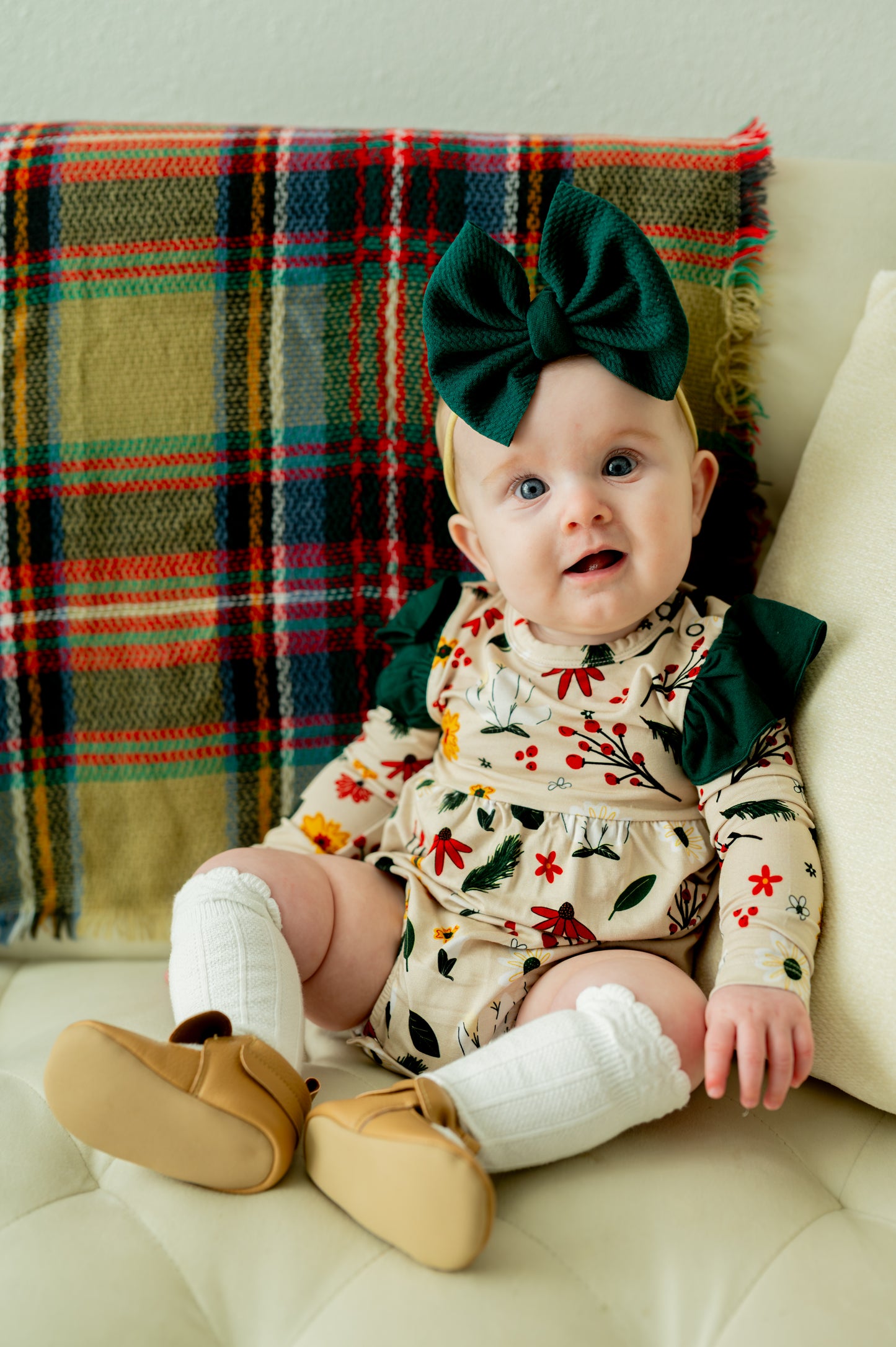 PETALS + PINE LONG SLEEVE FLUTTER BUBBLE ROMPER