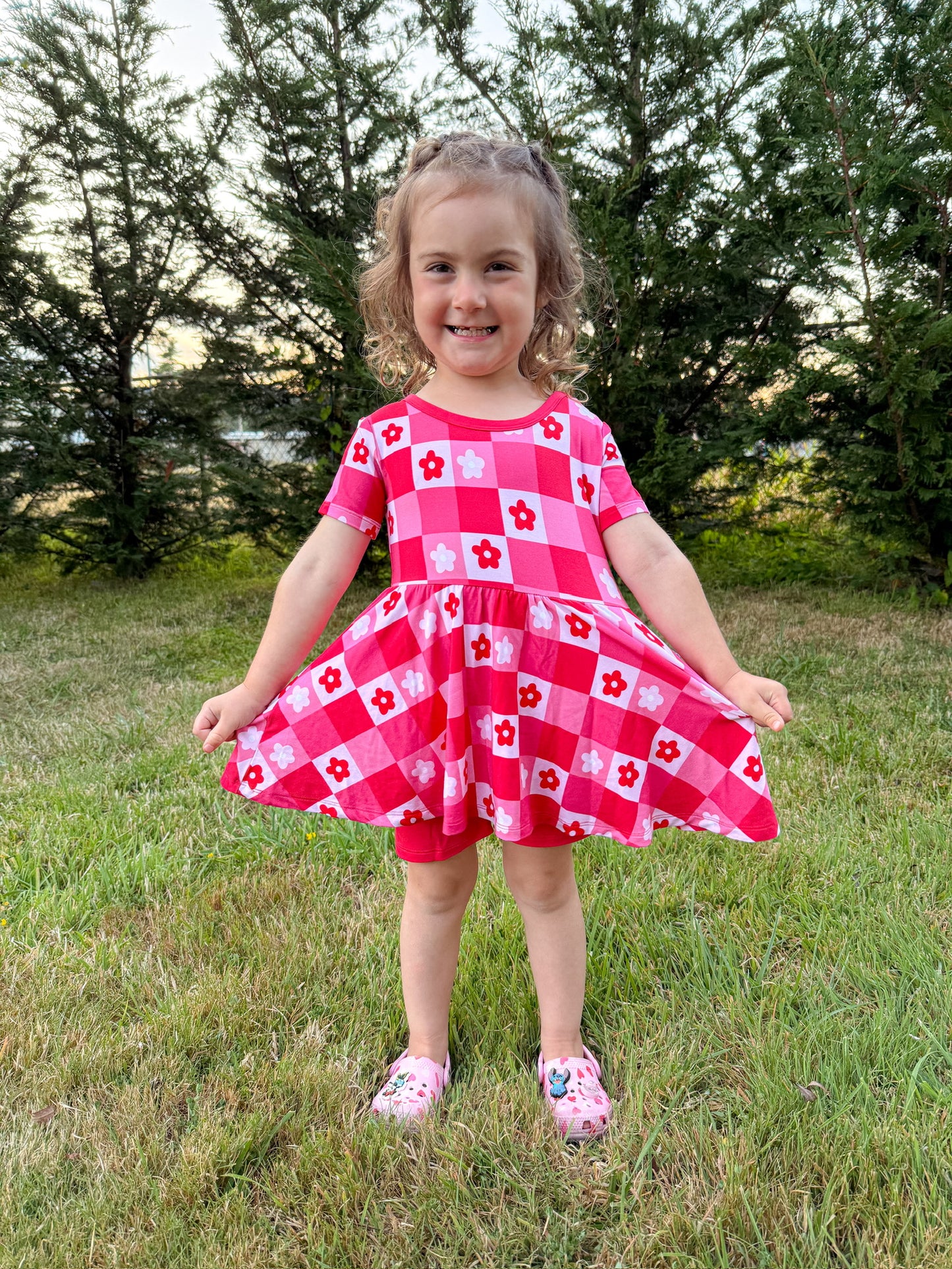 PINK SLUSH PEPLUM + BIKER SHORTS