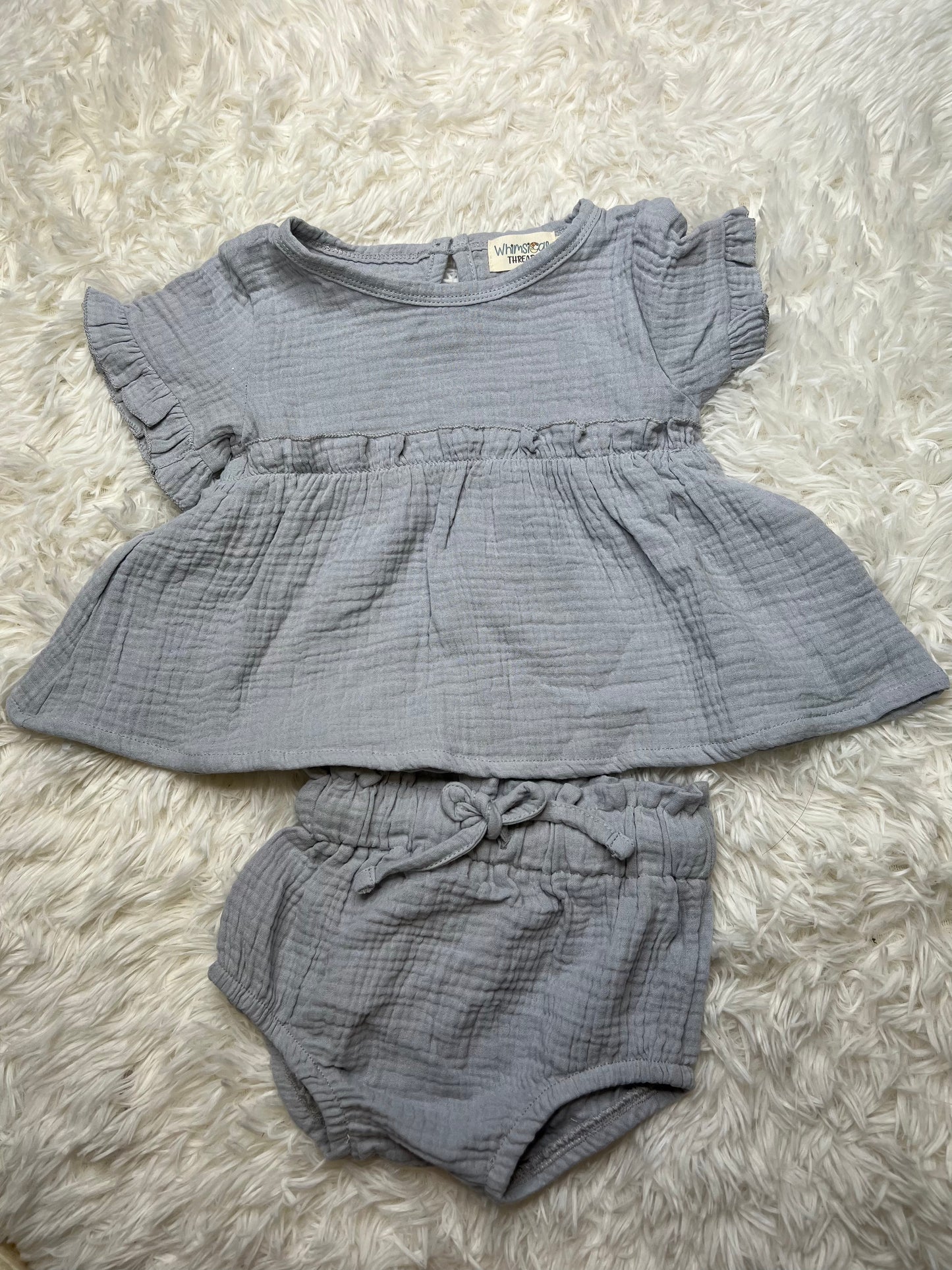 Muslin Two Piece Bummy Set Grey