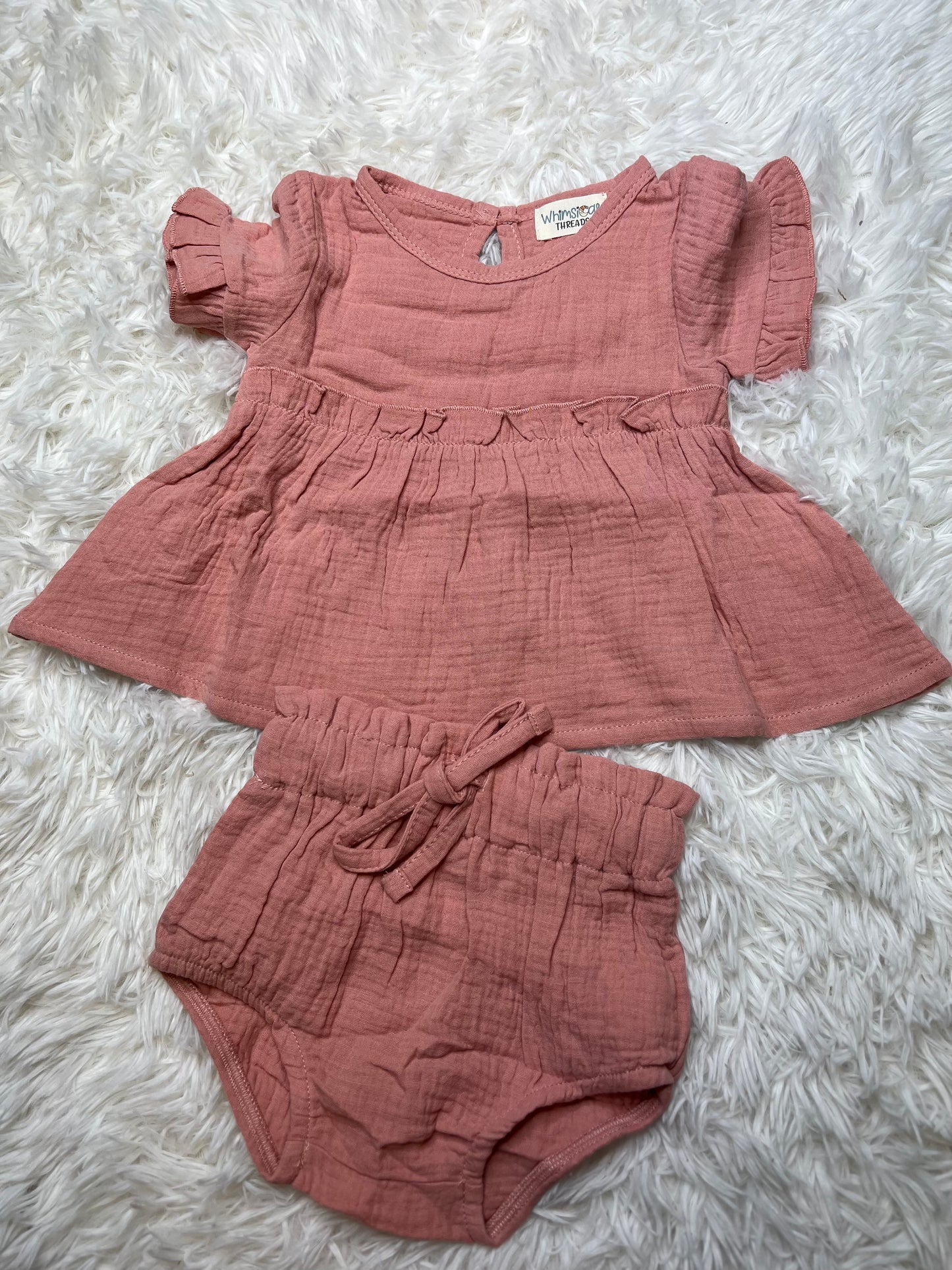 Muslin Two Piece Bummy Set Pink