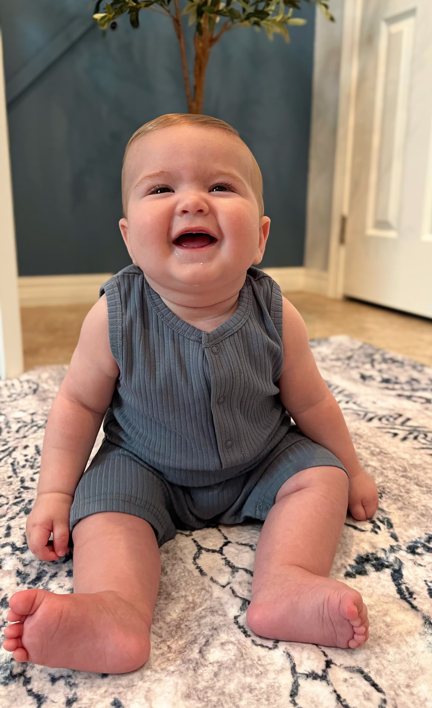 Ribbed Cotton Romper
