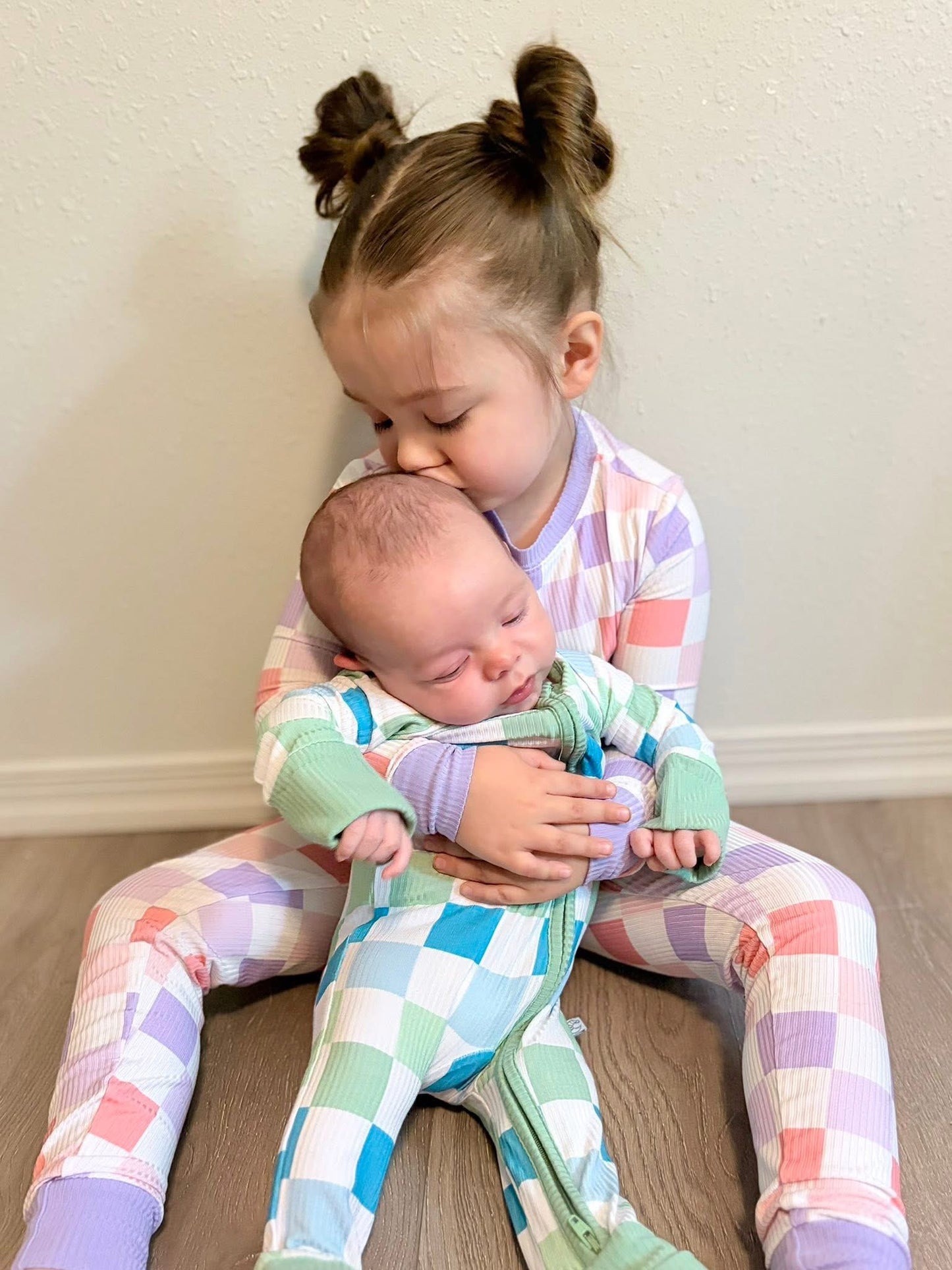 COTTON CANDY CHECKS SLEEPY SET (RIBBED)