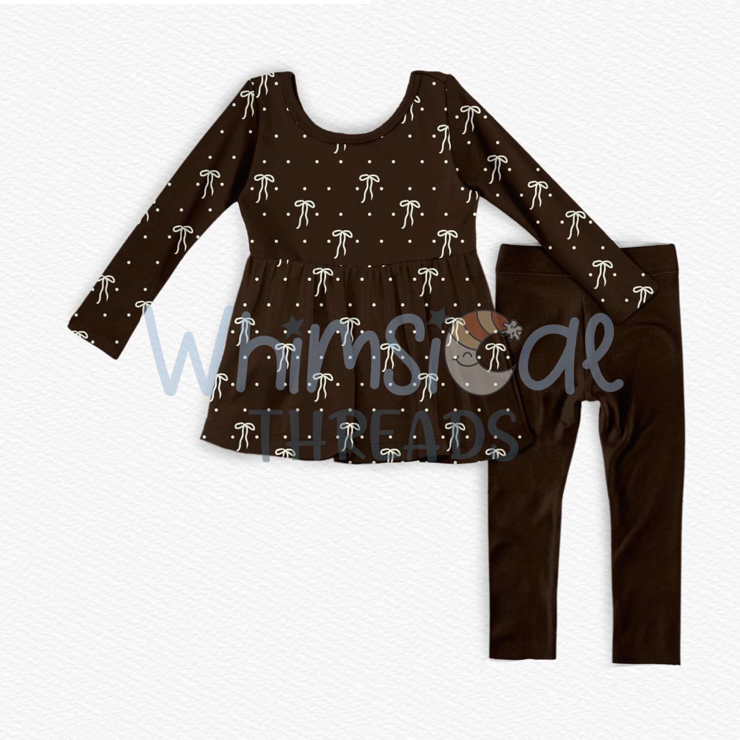 COCOA BOWS PEPLUM + LEGGINGS (PRE-ORDER)