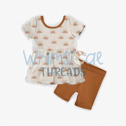 SUNSET PEPLUM + BIKER SHORTS