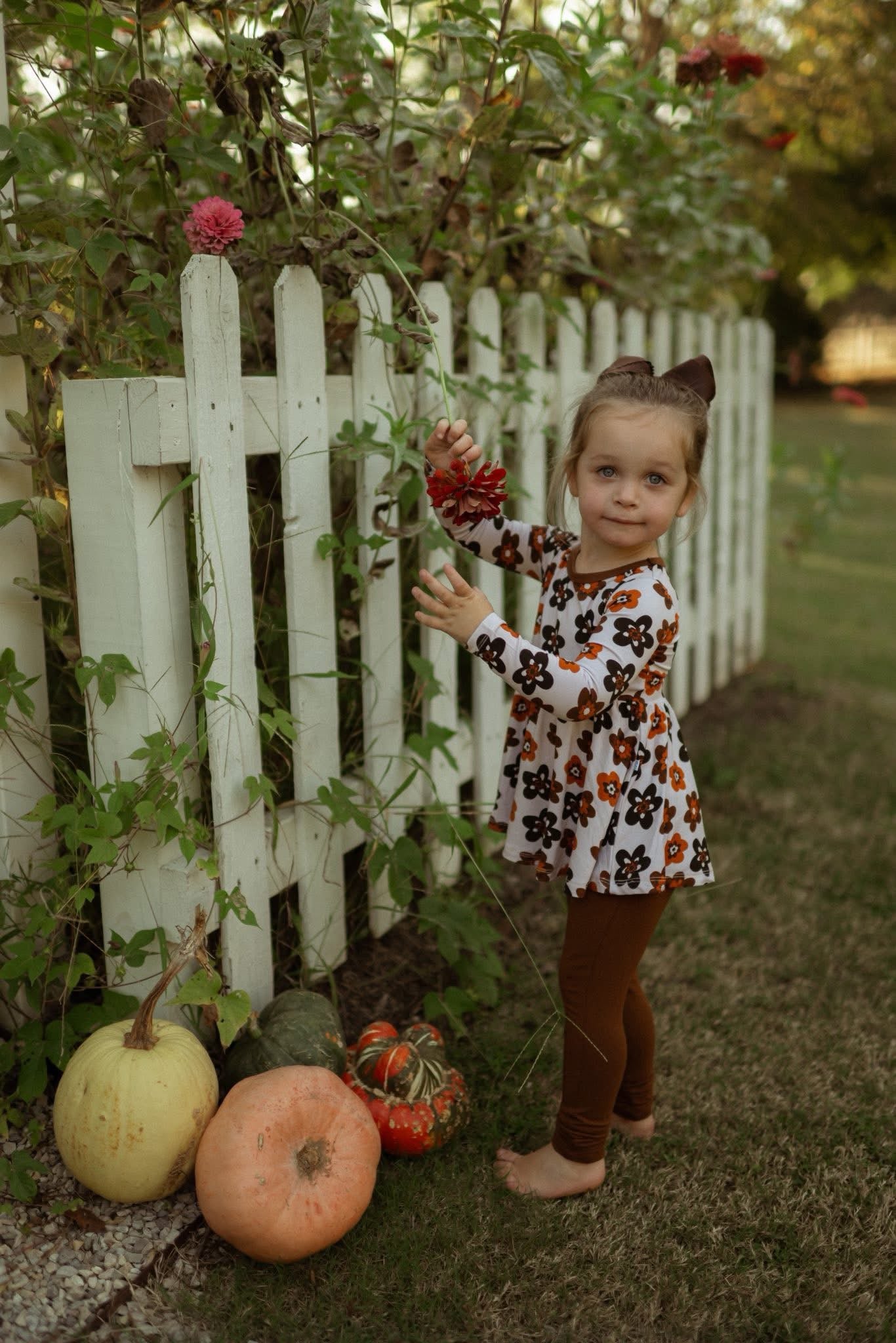 MOCHA BLOOMS PEPLUM + LEGGINGS