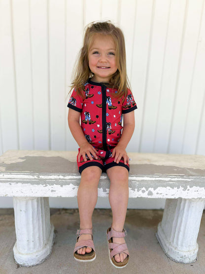RED, WHITE & RODEO SHORTIE ZIP