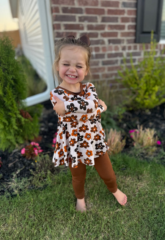 MOCHA BLOOMS PEPLUM + LEGGINGS