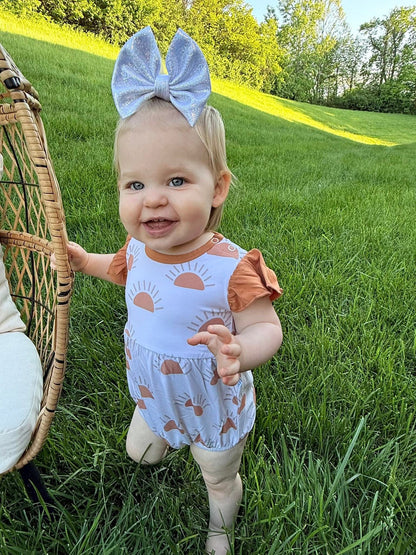 SUNSET FLUTTER BUBBLE ROMPER