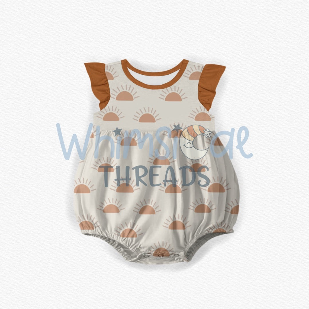 SUNSET FLUTTER BUBBLE ROMPER (PREORDER)