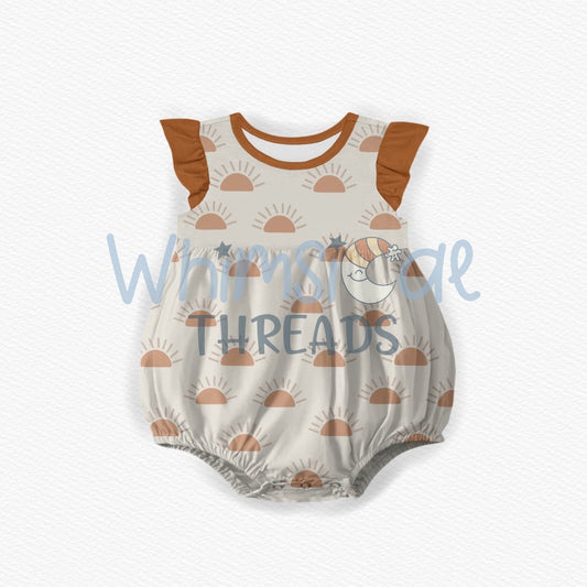 SUNSET FLUTTER BUBBLE ROMPER (PREORDER)