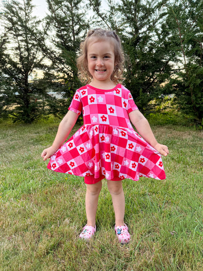 PINK SLUSH PEPLUM + BIKER SHORTS