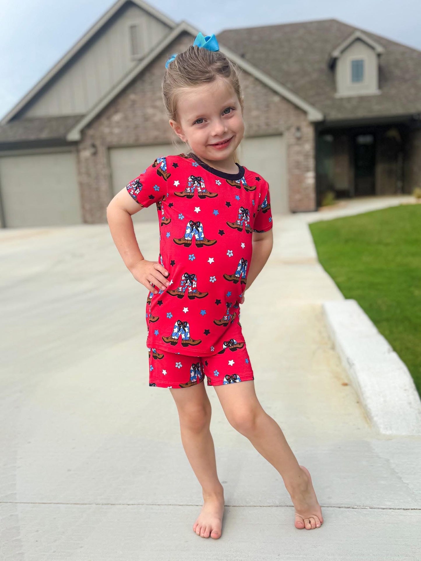 RED, WHITE & RODEO SHORTS SLEEPY SET