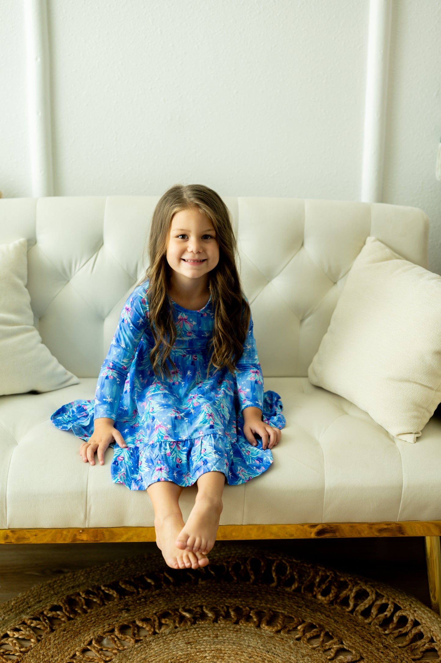 TINSEL + TWIRL DRESS W/ RUFFLE TRIM