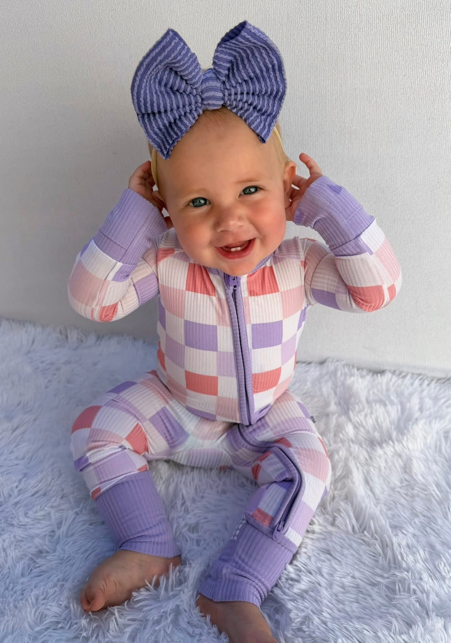 COTTON CANDY CHECKS FOOTIE (RIBBED)