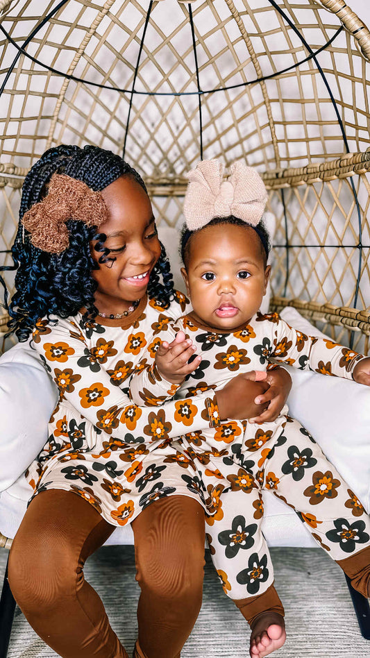 MOCHA BLOOMS PEPLUM + LEGGINGS