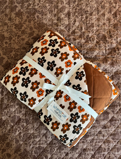 MOCHA BLOOMS ADULT QUILTED BLANKET