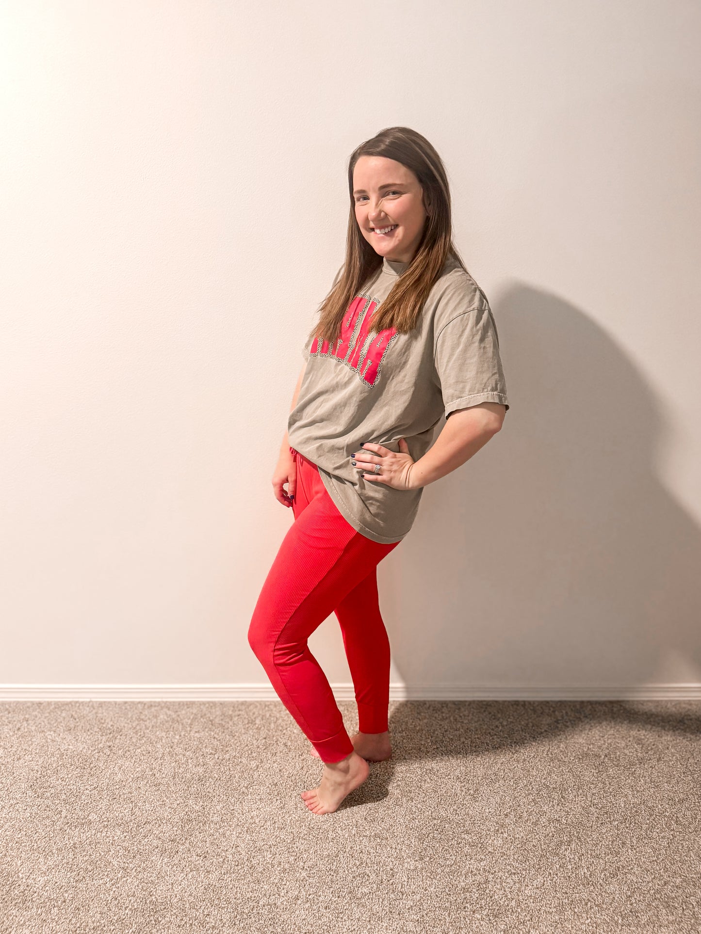 WATERMELON RIBBED MAMA LOUNGE PANTS