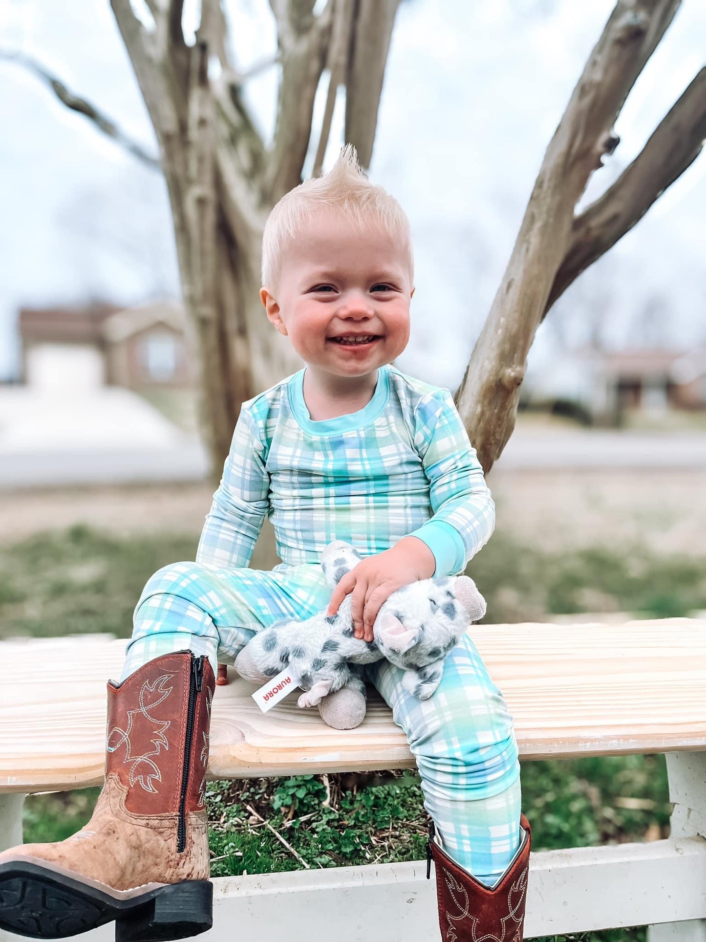 Spring Plaid Two Piece Sleepy Set