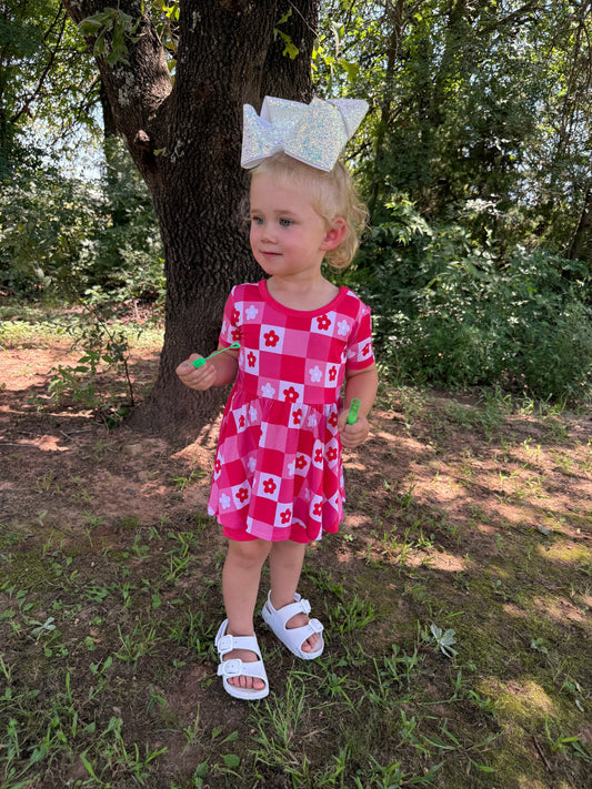PINK SLUSH PEPLUM + BIKER SHORTS