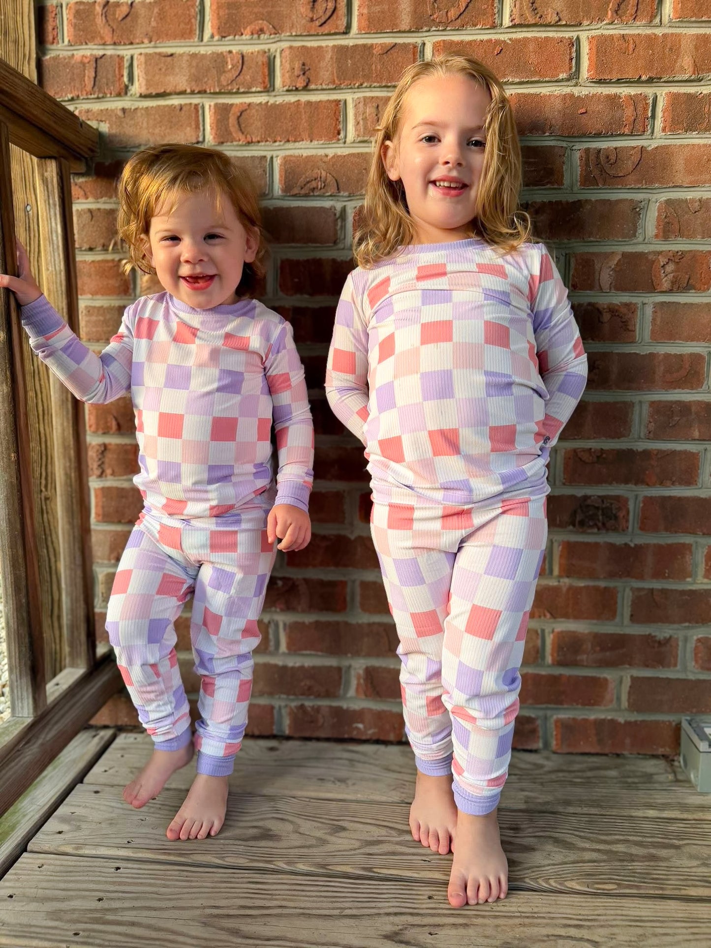 COTTON CANDY CHECKS SLEEPY SET (RIBBED)