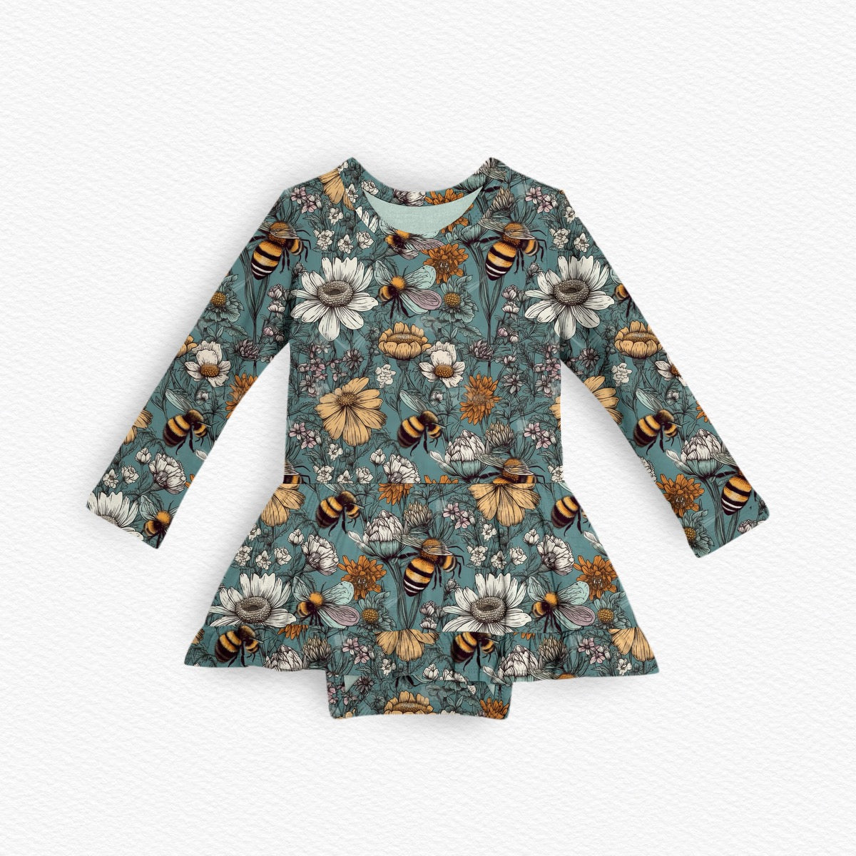 BUZZIN' BLOOMS TWIRL W/ BODYSUIT W/ RUFFLE BOTTOM TRIM