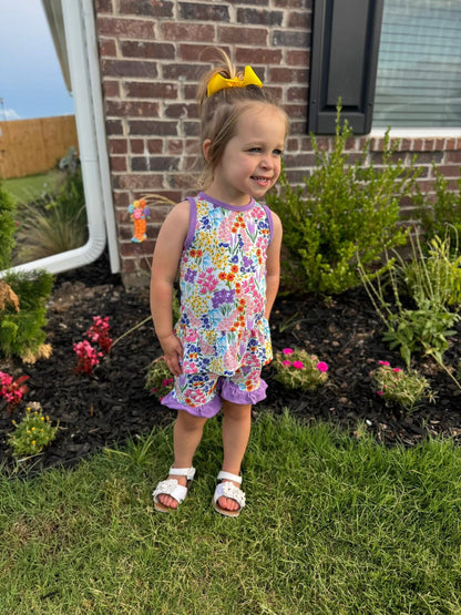 MAGGIE’S MEADOW PEPLUM TANK + RUFFLE SHORTS