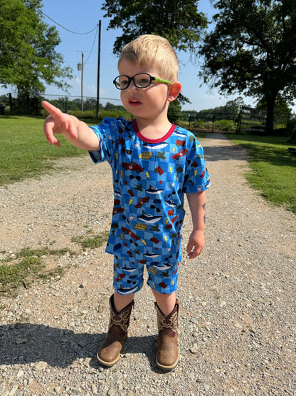 WYATT'S TOYBOX BIKER SHORTS + TEE SHIRT BAMBOO SET