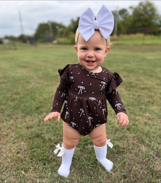 COCOA BOWS LONG SLEEVE FLUTTER BUBBLE