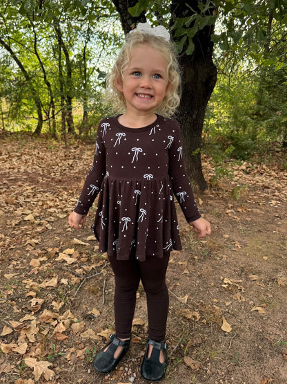 COCOA BOWS PEPLUM + LEGGINGS