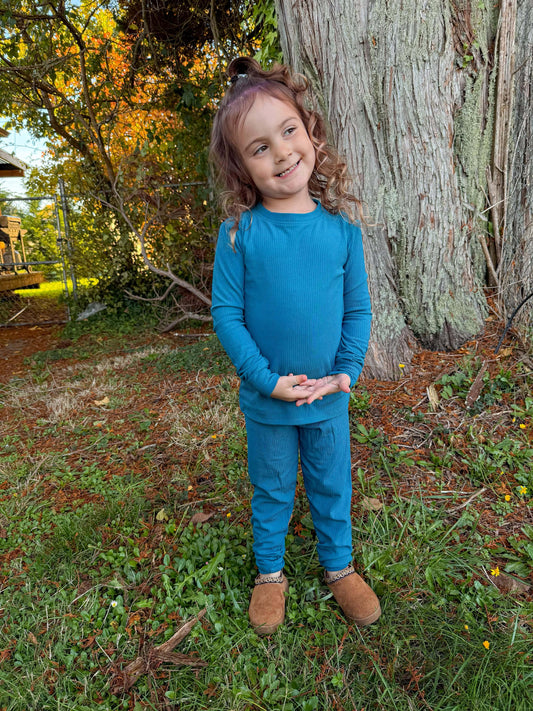 RIBBED MIDNIGHT BLUE SLEEPY SET