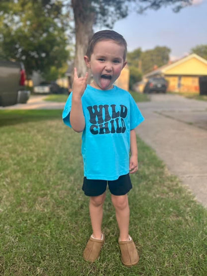 “Wild Child” Blue Toddler Tee