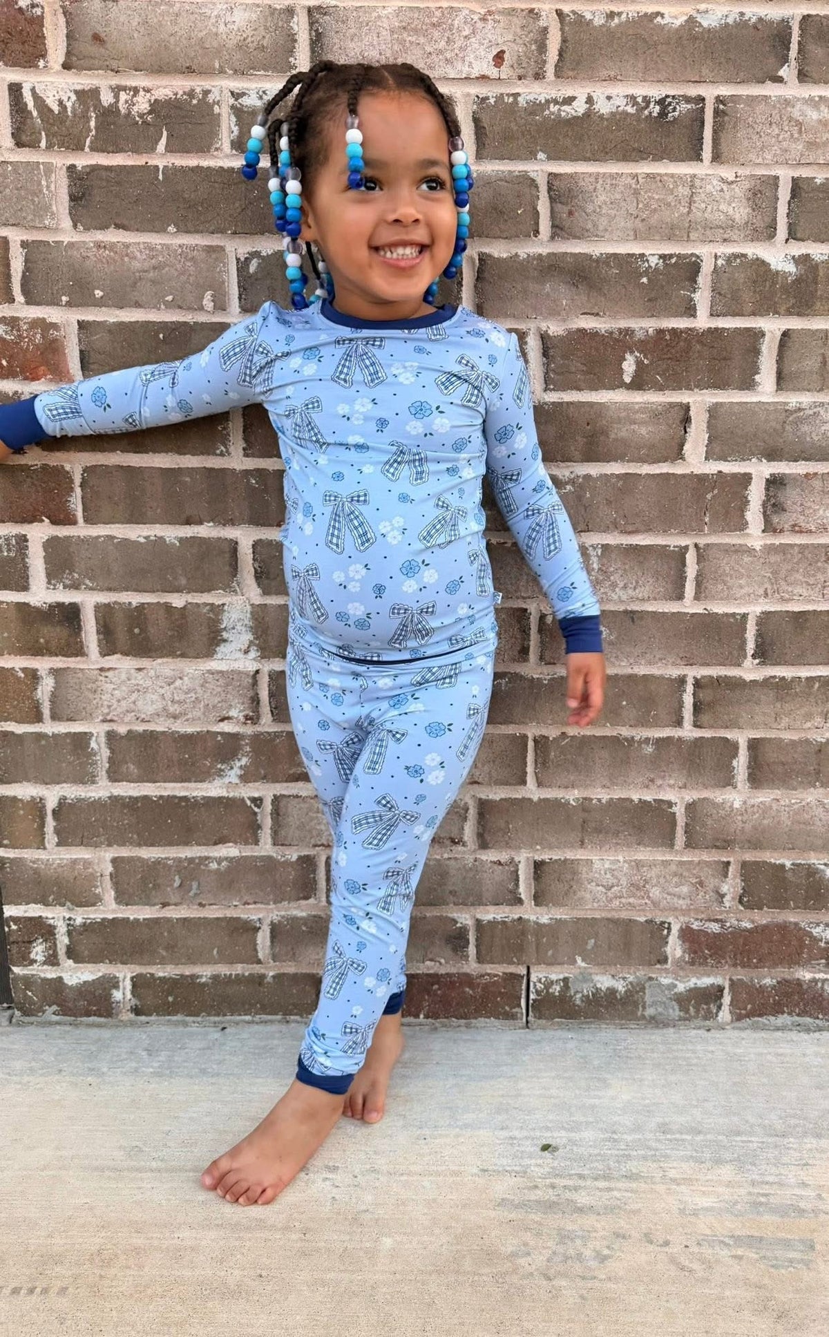 BLUE BOW FLORAL SLEEPY SET