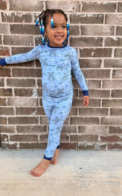 BLUE BOW FLORAL SLEEPY SET
