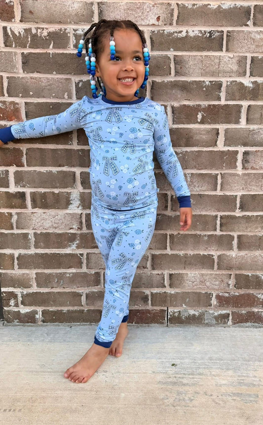 BLUE BOW FLORAL SLEEPY SET