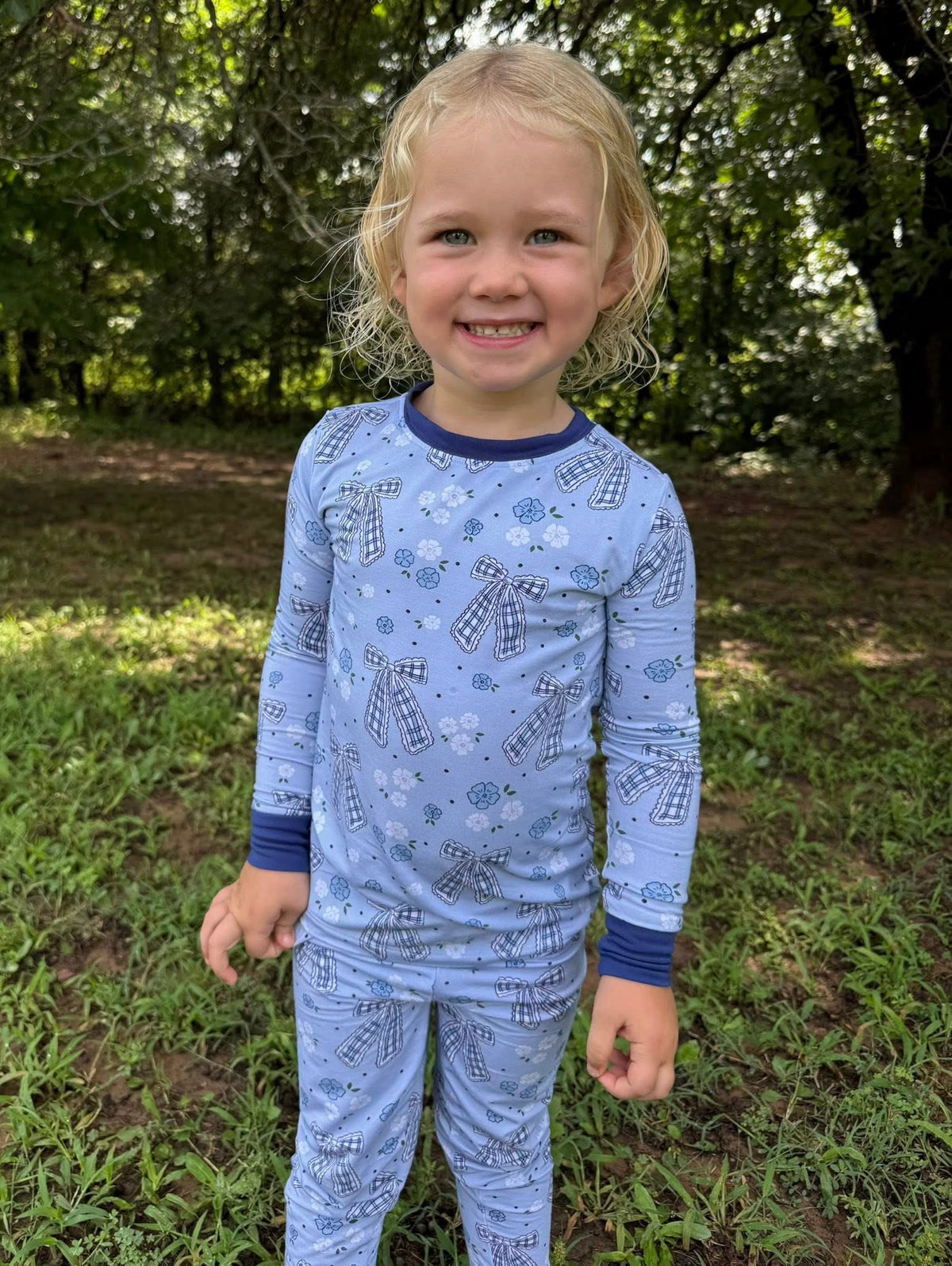 BLUE BOW FLORAL SLEEPY SET