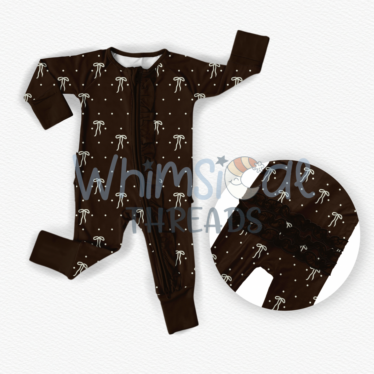 COCOA BOWS RUFFLE FOOTIE (PRE-ORDER)